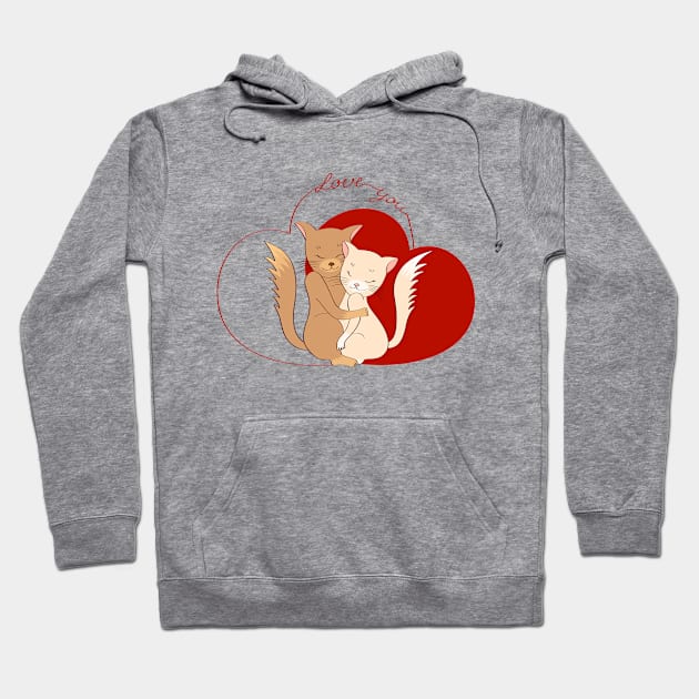 Cat love Hoodie by Fresh look